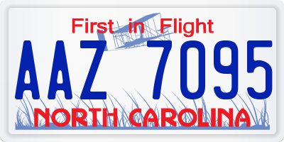 NC license plate AAZ7095
