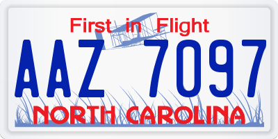 NC license plate AAZ7097