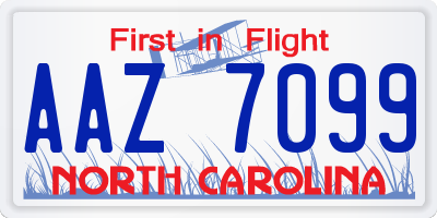 NC license plate AAZ7099