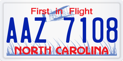 NC license plate AAZ7108