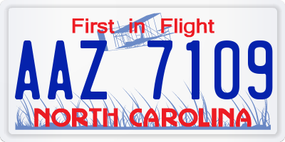 NC license plate AAZ7109
