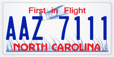 NC license plate AAZ7111