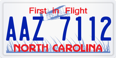 NC license plate AAZ7112