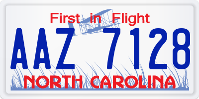 NC license plate AAZ7128