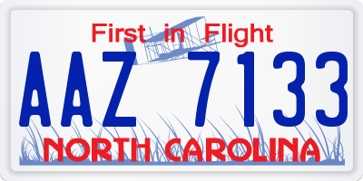 NC license plate AAZ7133