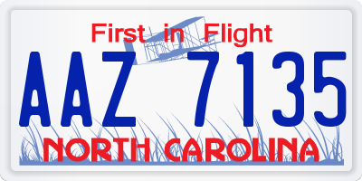 NC license plate AAZ7135