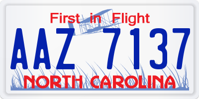 NC license plate AAZ7137