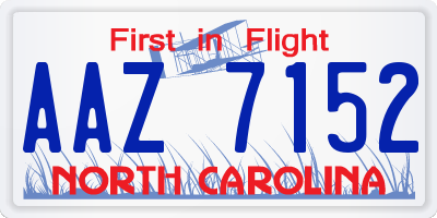 NC license plate AAZ7152