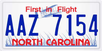 NC license plate AAZ7154