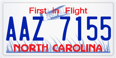 NC license plate AAZ7155