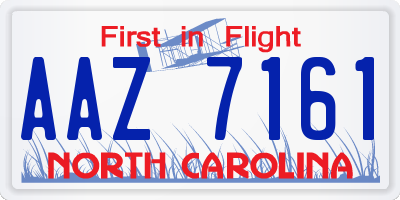 NC license plate AAZ7161