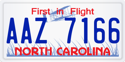NC license plate AAZ7166