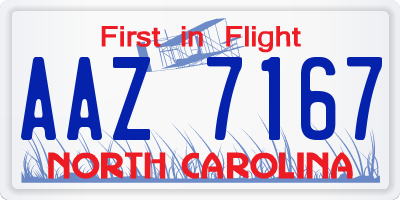 NC license plate AAZ7167