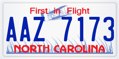 NC license plate AAZ7173