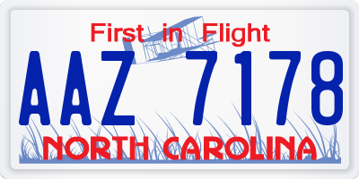 NC license plate AAZ7178