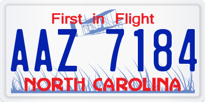 NC license plate AAZ7184