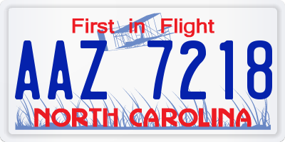 NC license plate AAZ7218