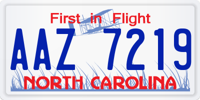 NC license plate AAZ7219