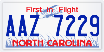 NC license plate AAZ7229