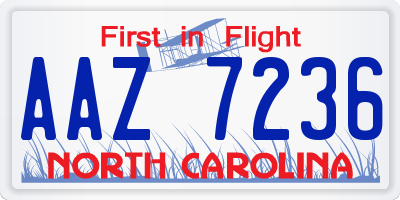 NC license plate AAZ7236