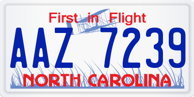 NC license plate AAZ7239