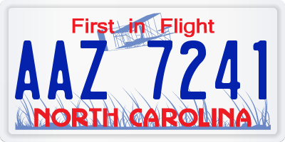 NC license plate AAZ7241