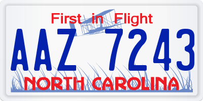 NC license plate AAZ7243