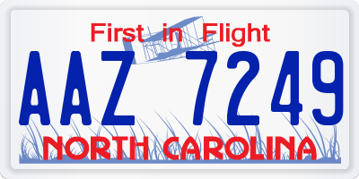 NC license plate AAZ7249
