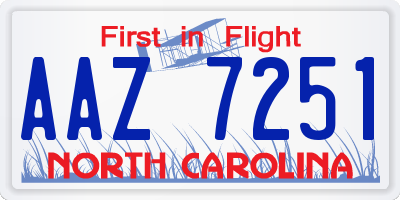 NC license plate AAZ7251