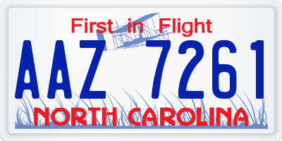 NC license plate AAZ7261
