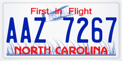 NC license plate AAZ7267