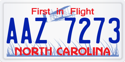 NC license plate AAZ7273