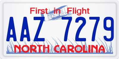 NC license plate AAZ7279