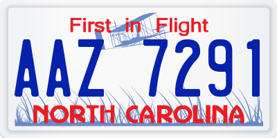 NC license plate AAZ7291