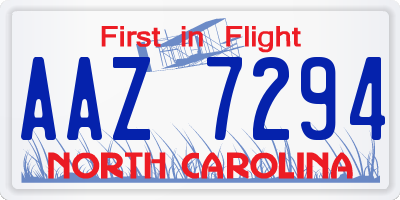 NC license plate AAZ7294