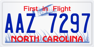 NC license plate AAZ7297