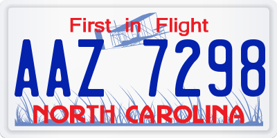 NC license plate AAZ7298