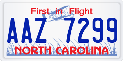 NC license plate AAZ7299