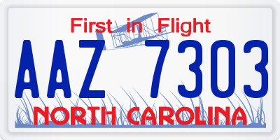 NC license plate AAZ7303