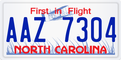 NC license plate AAZ7304