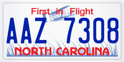 NC license plate AAZ7308