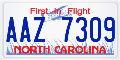 NC license plate AAZ7309