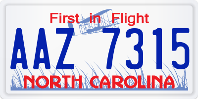 NC license plate AAZ7315