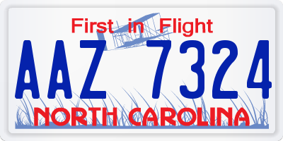 NC license plate AAZ7324