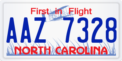 NC license plate AAZ7328