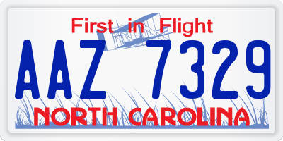 NC license plate AAZ7329