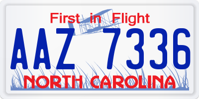 NC license plate AAZ7336