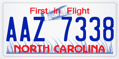NC license plate AAZ7338