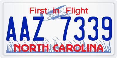 NC license plate AAZ7339