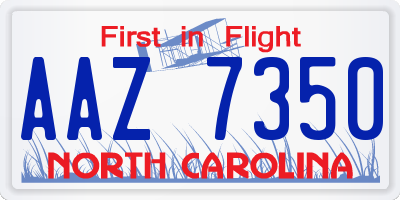NC license plate AAZ7350